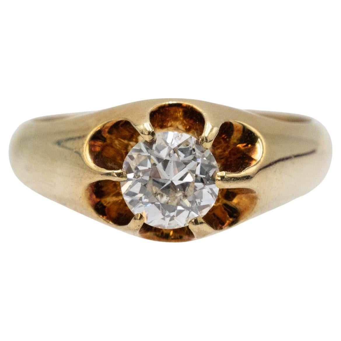 Bague solitaire en or avec diamant taille ancienne 0,80 ct. en vente