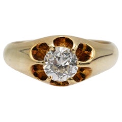 Bague solitaire en or avec diamant taille ancienne 0,80 ct.