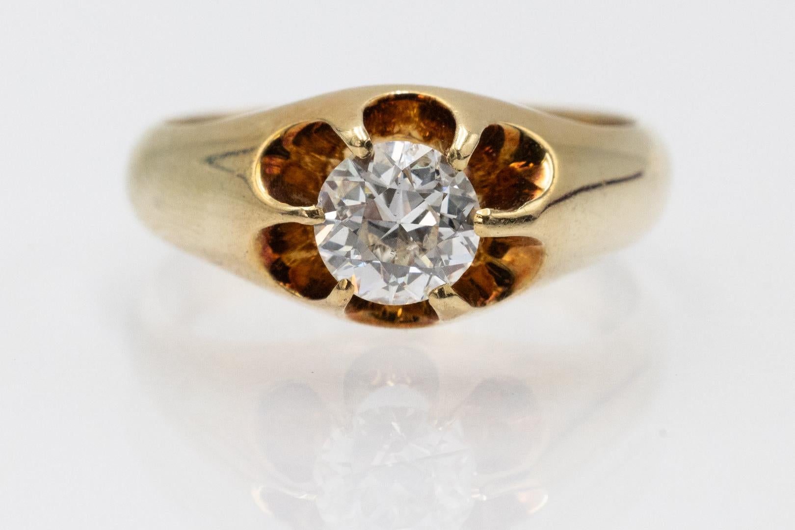 Bague solitaire en or avec diamant taille ancienne 0,80 ct. Pour femmes en vente