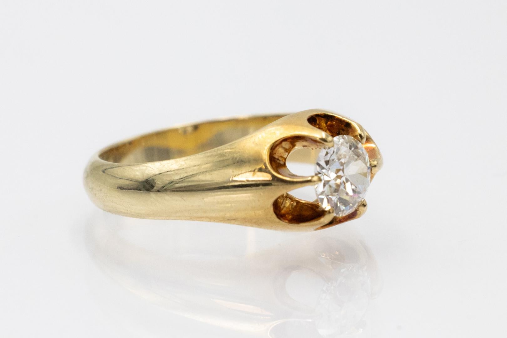 Bague solitaire en or avec diamant taille ancienne 0,80 ct. en vente 5
