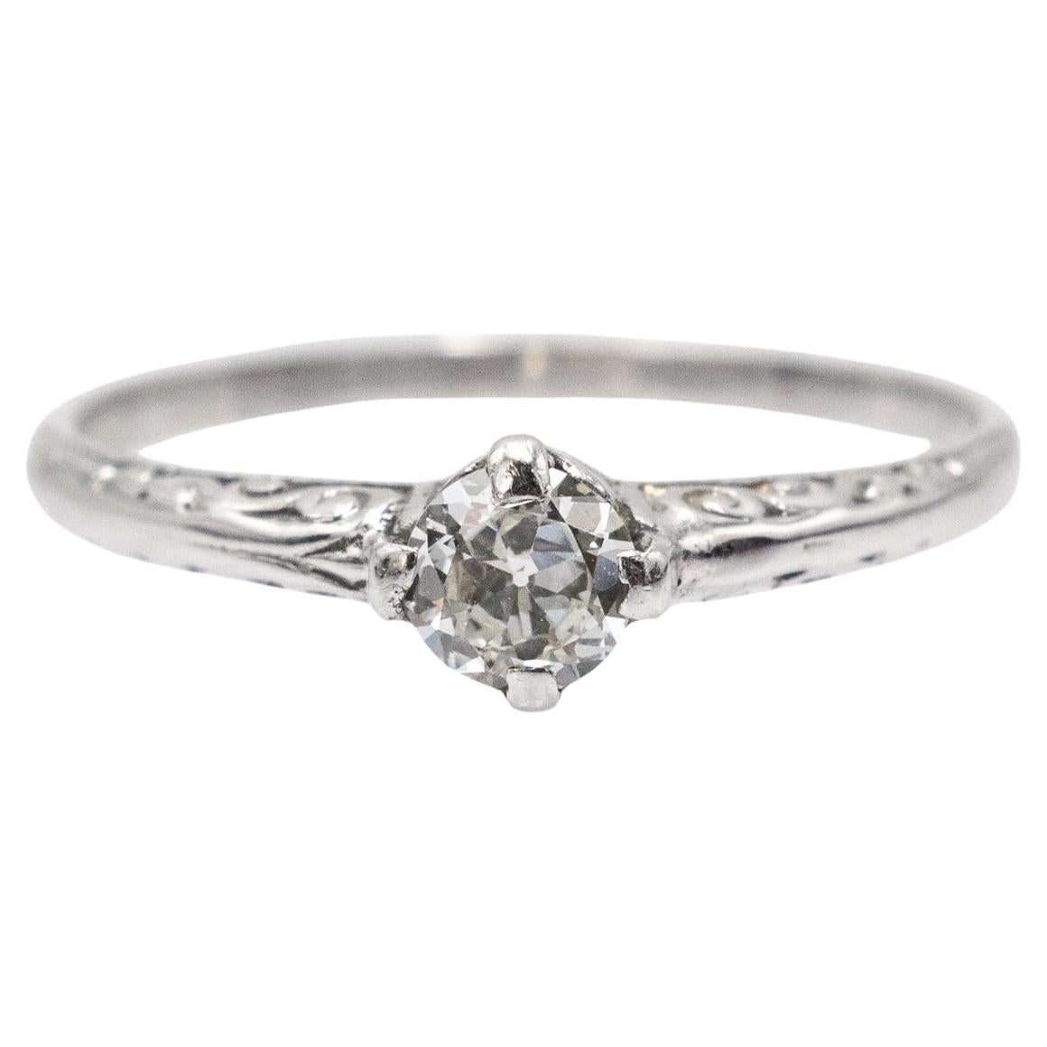 Bague en or blanc avec diamant taille ancienne 0,25 ct (pureté VS, couleur H) en vente