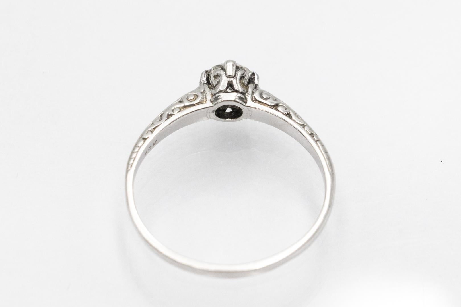 Bague en or blanc avec diamant taille ancienne 0,25 ct (pureté VS, couleur H) Pour femmes en vente
