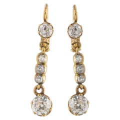 18k Gold Earrings with old brilliant-cut diamonds 2.90 ct, early 20th century