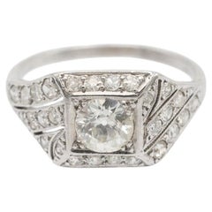 Art Deco Platinum Ring, 0.60ct Old-Cut Diamond, Circa 1920s, Europe