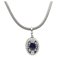Collar contemporáneo de platino con zafiro y diamantes, 1,00 ct