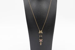Gold necklace with pink tourmalines and pearls from the Edwardian era