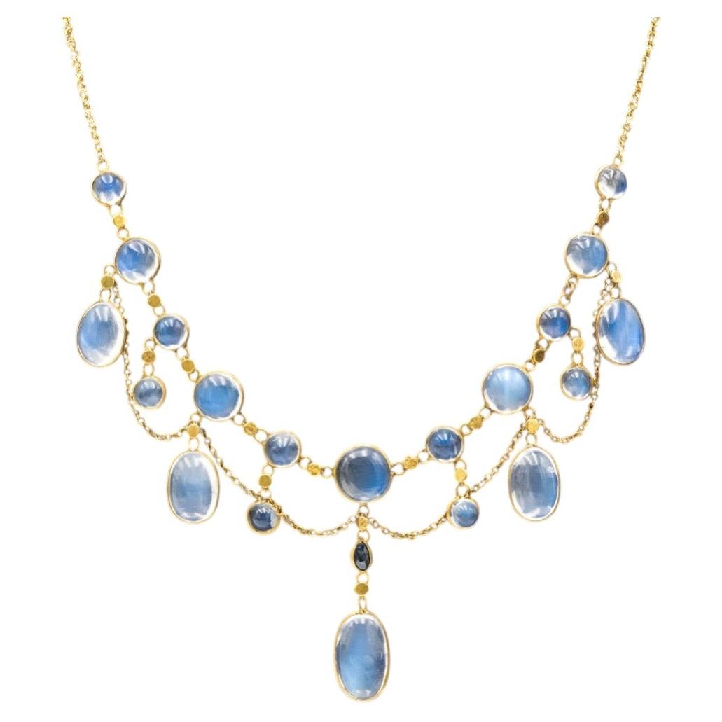 Old Art Nouveau gold necklace with moonstones, first half of the 20th century.