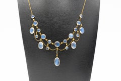Old Art Nouveau gold necklace with moonstones, first half of the 20th century.