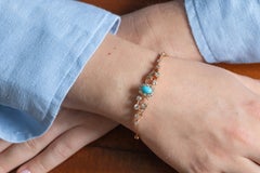 Antique 14k gold bracelet with diamonds and turquoise, Austria-Hungary 1872-1922
