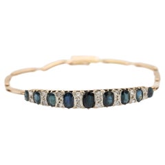 Vintage 14k gold bracelet with diamonds and natural sapphires, Western Europe.