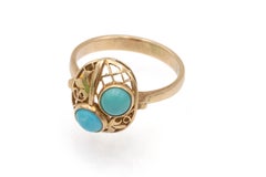 Vintage gold ring with turquoise, Poland, 1960s.