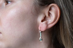 Vintage diamond and emerald drop earrings