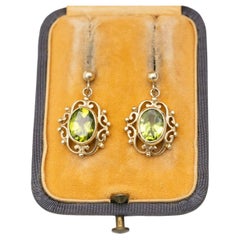 Elegant Vintage 9k Gold Earrings with Peridots