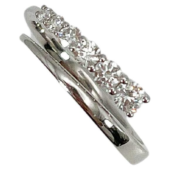 Simon G 18K White Gold .36 CTW Diamond Crossover Ring For Sale