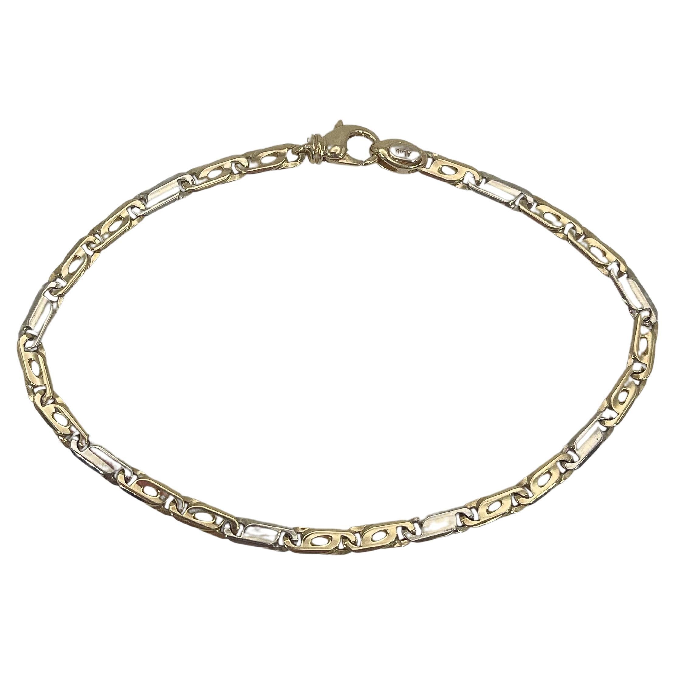 14K Two Toned Men's Fancy Link Bracelet For Sale