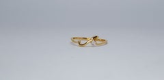 Nature Diamond Wave Ring 14K Solid Gold Dainty Ocean Lover Jewelry Gift.