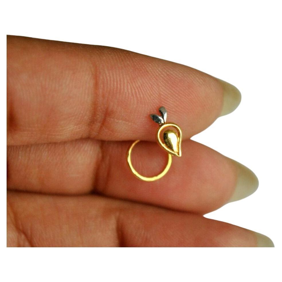 14k Gold Mango Nose Piercing C Wire Nose Ear Piercing Birthday Gift Jewelry. For Sale