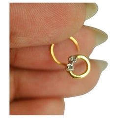 14k Gold Natural Diamond Circular Nose Stud C Wire Nose Ear Nostril Piercing.