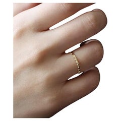 14K Solid Gold Simple Heart Shaped Link Tail Ring Exquisite Temperament Jewelry.