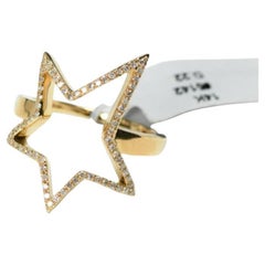 14k Solid Gold Diamond Star Ring Star Cocktail Ring Engagement Gift Diamond Band