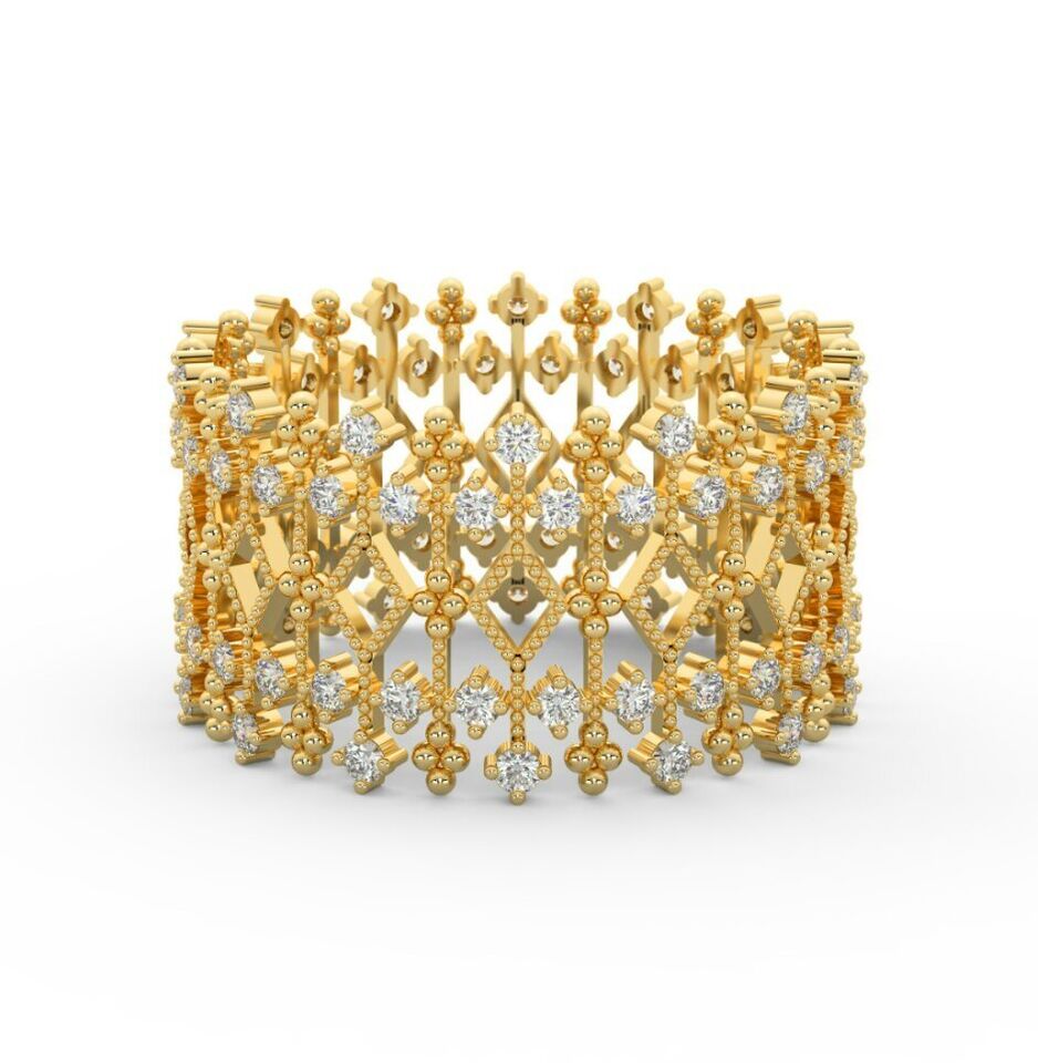 Diamond Statement Ring 14K Solid Gold Stacking ring Women ring Gift For Birthday For Sale