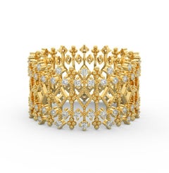Diamond Statement Ring 14K Solid Gold Stacking ring Women ring Gift For Birthday