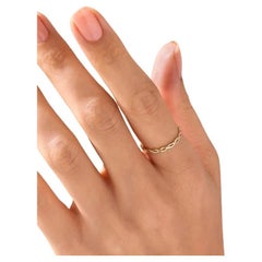 14K Solid Gold Braided Stacking Women Ring Thin Rope Simple Minimalist Rings.