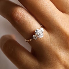 Moissanite Three Stone Wedding Ring 925 Sterling Silver Oval Promise Ring.