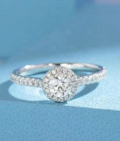 Anello di Moissanite da 1 carato a forma rotonda Anello solitario in argento 925.