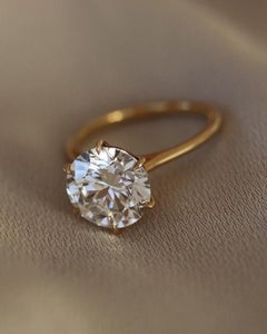 Anello solitario di fidanzamento doppio nascosto con moisanite rotonda da 2 carati A. Silver 925