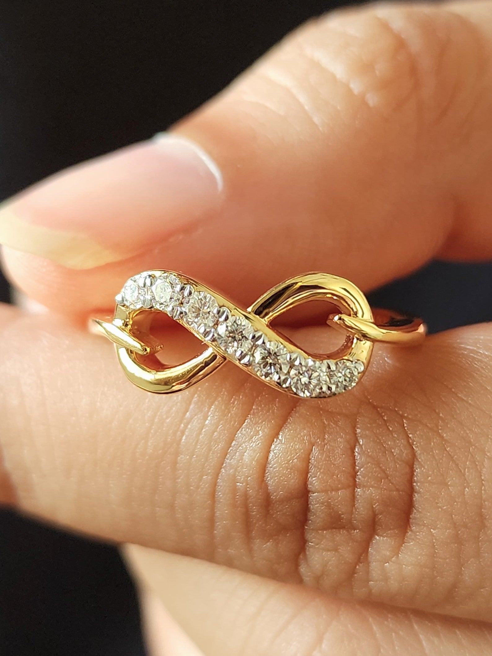 Unique Infinity Moissanite Engagement Ring 925 Sterling Silver Bridal Gift.