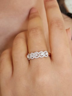 Fünf Stein Halo Moissanite 925 Sterling Silber Verlobungsring Jahrestag Geschenk