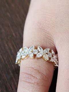 1 CT Marquise & Round Moissanite Wedding Band for Women 925 Sterling Silver Ring