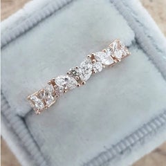 Alliance en argent sterling 925 avec Moissanite marquise et ronde de 1,00 carat