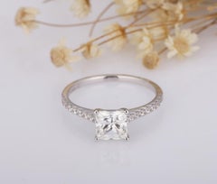 1 CT Bague Moissanite taille princesse  Bague solitaire en argent sterling 925 pour femmes