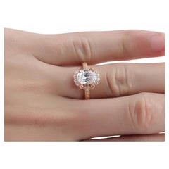 Anillo de compromiso con doble halo de moissanita de corte ovalado de 2 TC Regalo de plata de ley 925.