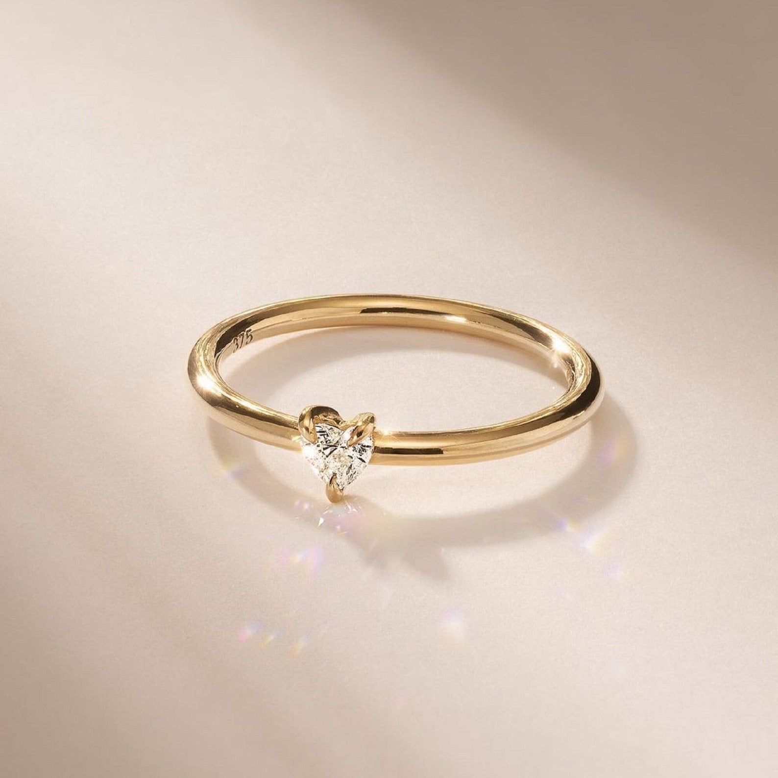 0.25CT Tiny Heart Cut Moissanite Solitaire Ring 925 Sterling Silver Gift For Her