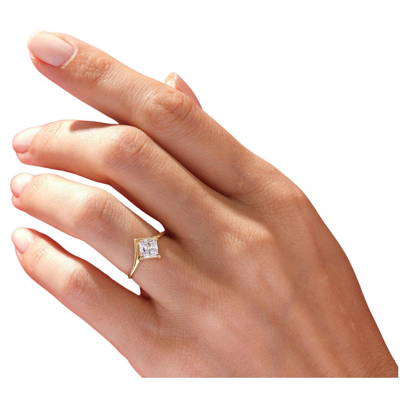 1.00 CT Solitaire Princess Cut Moissanite Ring 925 Sterling Silver Gift For Her.