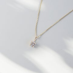 Solitaire Moissanite Necklace 14k Yellow gold  Anniversary Gift For Women .