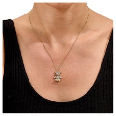 Teddy Bear Shaped Moissanite Pendant 925 Sterling Silver Puffed Gummy Bear .