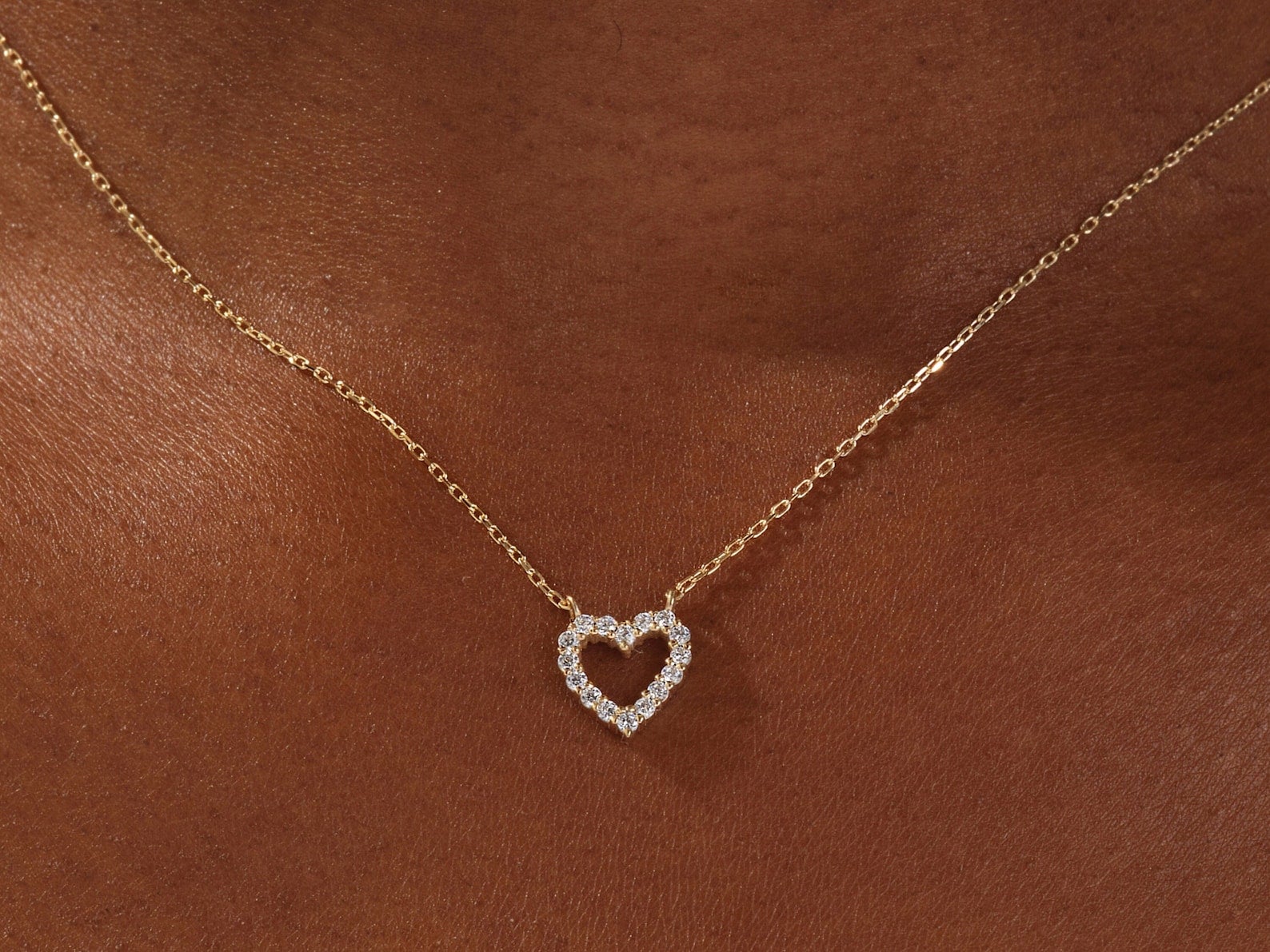 Moissanite Heart Necklace 925 Sterling Silver Anniversary Gift For Women.