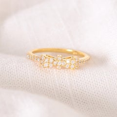 Anello di moissanite a forma di arco per lei, argento 925, regalo di gioielli minimalista.