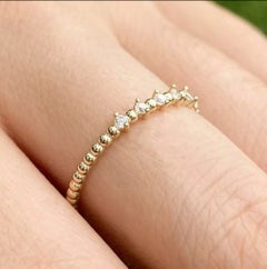 Anillo apilado de diamantes naturales de oro macizo de 14k Anillo de San Valentín de eternidad minimalista