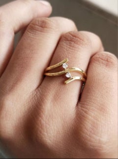 Anillo de compromiso de diamantes de oro macizo de 14 quilates hecho a mano Anillo para mujer.