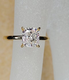 Anello di moissanite con taglio a cuscino da 1,2 CT Anello nuziale in argento 925 per donna.