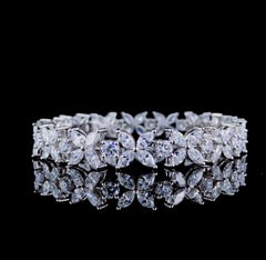 Bracciale con moissanite taglio rotondo e marquise Bracciale con fiori in argento 925.