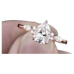 Anello di fidanzamento con moissanite taglio pera 1.5CT Anello in argento 925 Regalo per lei.