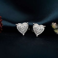 Orecchini a grappolo di moissanite a forma di cuore in argento 925 Regalo per lei