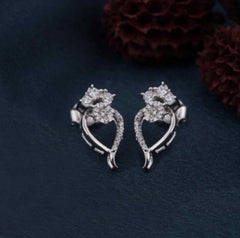 Open Heart Moissanite Earrings 925 Sterling Silver Beautiful Gift For Women.