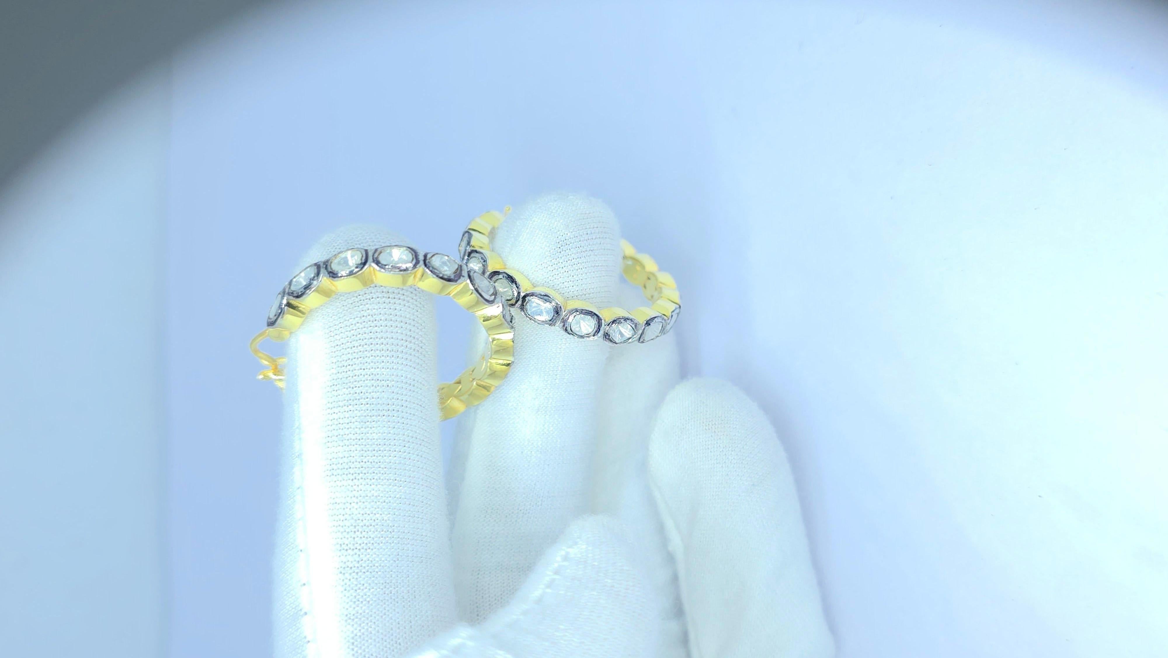 Orecchini antichi con diamanti Polki Orecchini vittoriani con diamanti Nature in vendita 5